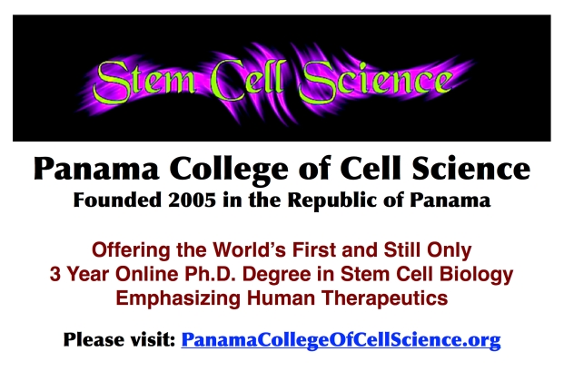 Blue Marble University offers a PhD in Stem Cell Science through its wholly owned division, Panama College of Cell Science. The PhD program is administered by Panama College of Cell Science, Division of Blue Marble University. The College website is https://panamacollegeofcellscience.org 